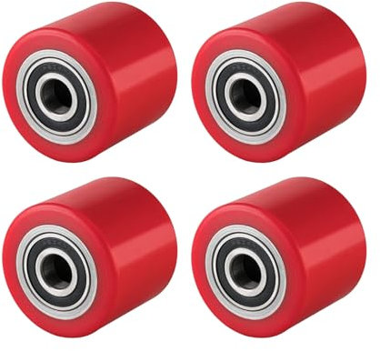 4 ruedas para transpaleta de poliuretano, 80 x 70 mm, eje de 20 mm, incluye rodamiento de bolas, carretilla de carretilla de repuesto, carga máxima: 600 kg, ruedas para transpaleta
