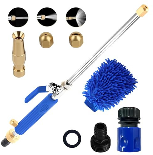 Pistola de Agua a Presión, Hillylolly Pistola Limpiadora de Agua Alta Presion, High Pressure Water Gun, Lavadora, Se Necesita una Bomba de Presión o una Conexión Directa al Instrumento (Azul 3)