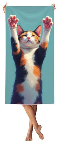 SMAZDFXX Cute Cat Paws Up Sandproof Large Towels Pool 27X55 in Towel Beach Bath Quick Dry for Wimming Sports Gym Absorbent Travel Pool Camping