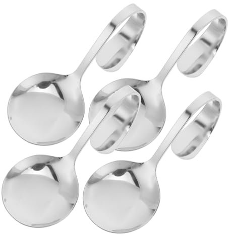 Ciieeo 4pezzi Cucchiaio in Acciaio Inossidabile Manico Curvo Cucchiaio Da Portata Per Alimenti Occidentali Ergonomico Per Dolci e Insalate Resistente All Usura Per Casa e Ristoranti