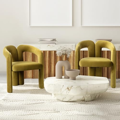Modern matstol set av sammetstyg – set om 2 med elefantfötter, vadderad sits och hög lastkapacitet (250 kg/stol) för vardagsrum, kök och hemmakontor – 46 x 53 x 83 cm (B x D x H)