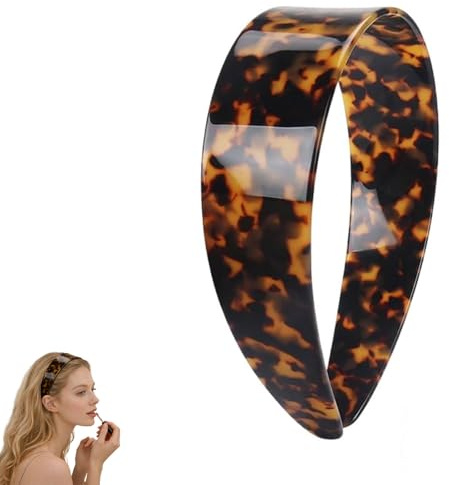 Diadema de concha de tortuga con dientes para mujer, diadema de acetato con estampado de leopardo de 1.5 pulgadas de ancho, diademas de plástico retro antideslizantes, accesorios cómodos para el