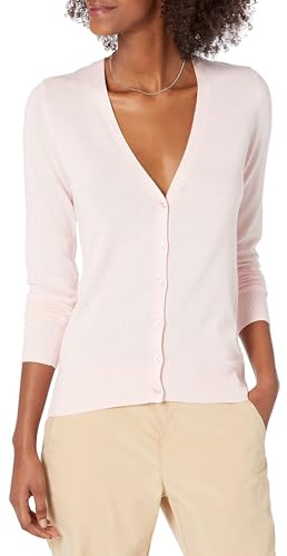Amazon Essentials Cardigan léger à col en V (Grande Taille Disponible) Femme, Rose Clair, M