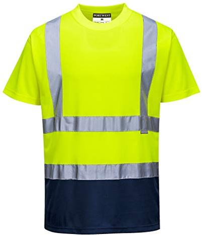 Portwest S378 Camiseta De Alta Visibilidad Para Hombres Bicolor Reflectante Ropa De Trabajo De Seguridad Amarillo/Marino, 6XL