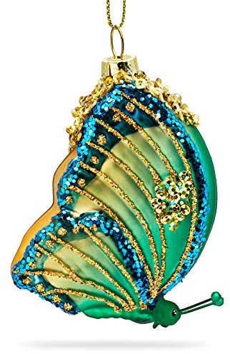 SIKORA Schmetterling besondere Weihnachtskugel Glas Christbaumschmuck Deko Figur Weihnachten Anhänger Ornament - Trend Line - BS471