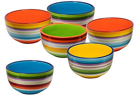 Spetebo Porzellan Müslischale bunt 13x7 cm - 6er Set - Müslischüssel Dessertschale Obstschale Schale Schüssel 110 ml