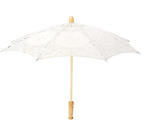 Alvinlite Regenschirm Hochzeit, Braut Regenschirm Weiß Hochzeit, Hochzeitsschirm mit Holzgriff, Brautschirm für Hochzeit Dekoration Foto Requisiten(Beige)