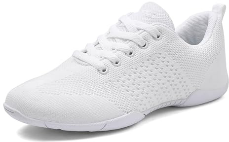 Chaussure de Cheerleading pour Femmes Gymnastique aérobique Légères Chaussures de Danse Mode Gymnastique Baskets Blanc 39