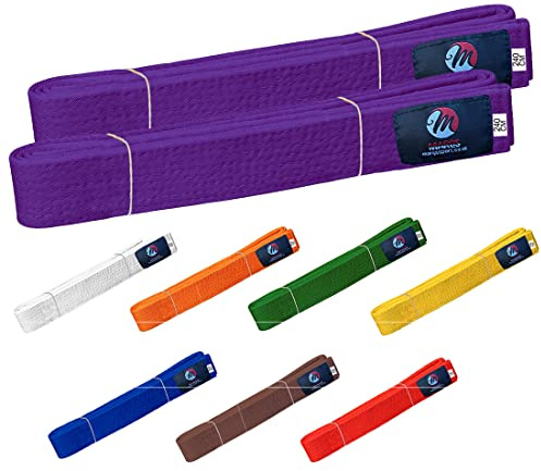 Karate Belt Multiple Colors Martial Arts Taekwondo Sports Belt Judo Karate Belt (260cm, Purple (Pack of 2))