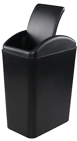 Oymlclivisa Black Plastic Swing Top Bin, 20 L Plastic Trash Can