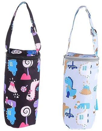 Toyvian Baby Bottle Warmer Bag and Insulated Nursing Bottle Cover for Stroller Grey and Dark Color Thermal Sleeve Set of 2 Portable for Travel and Outdoor Use