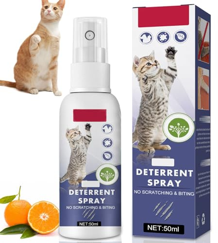 Spray repellente per gatti, 50 ml, spray a distanza per interni, antigraffio per gatti, sedativi per gatti, antigraffio per piante, pavimenti, mobili