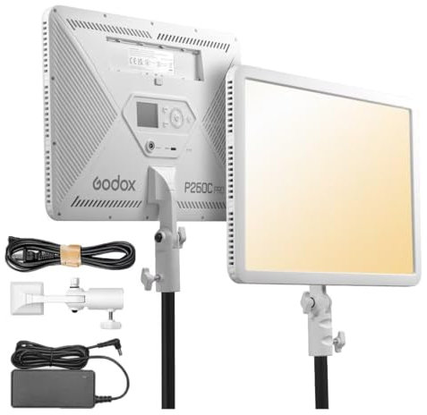 Godox P260C Pro LED-Panel-Videoleuchte, 45 W, zweifarbig, 2800 K-6500 K, mit NFC-App-Steuerung, CRI 98+, TLCI 98+