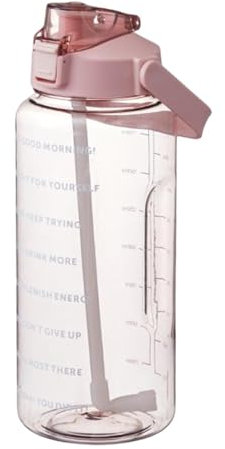 Bottiglia d'acqua in silicone - Bottiglia d'acqua trasparente da 2 litri | Bottiglia di brocche d'acqua in vetro staccabile con indicatore del | Borraccia portatile con cannuccia per casa, pales