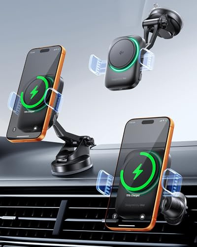 INIU Caricatore Wireless Auto Qi2 15W, Ricarica Rapida Wireless Ultra Magnete, Caricatore Supporto Magnetico Telefono Auto con Gancio Metallo Mani Libere per iPhone 17 16 15 14 13 12 Pro Max Air etc