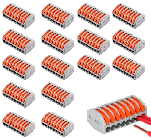 keyxer 16 Stück Kabelverbinder,Verbindungsklemme & Kabelklemmen Set: Steckbare Lüsterklemmen mit Hebel für Elektroinstallationen – Anschlussblöcke Leiter, Aktualisierte Elektro-Klemmen