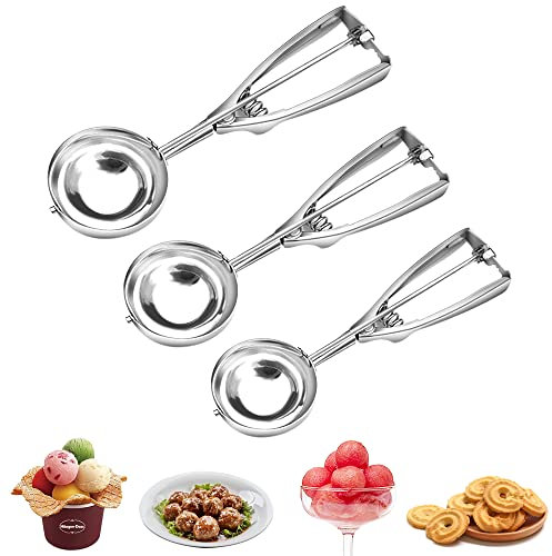 3ST Creative Home Rostfritt stål Skopa Lce Cream Scoop Glass Scooper Köttbulle Sked Fruktsked/380