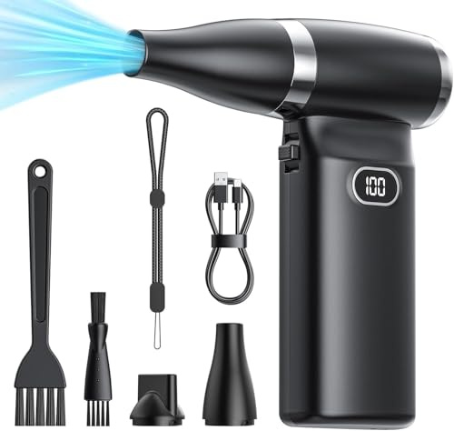 Aria Compressa Spray Elettrico senza Fili: 70 MPH ad Alta Velocità mini Ventilatore ad Aria per Elettronica Portatile Computer Pulitore a Mano Tastiera Pulizia Potente Polvere per Auto
