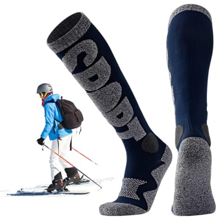 YUVKIN 1 paio Calze da Sci e Trekking Uomo Donna, Calze da Neve, Calze Antiscivolo Invernali, Calzini Lunghi Termici in Lana per Montagna Calzettoni Invernali Caldi Taglia 38-44
