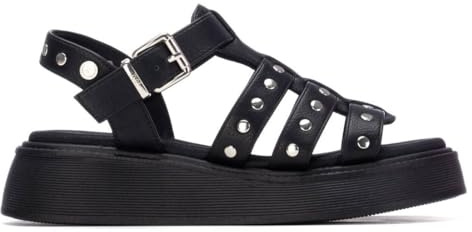 XTI - Sandalias Cangrejeras Mujer Negro - Calzado Cómodo y Versátil - Moda casual - Modelo 14523801 (Talla 39)