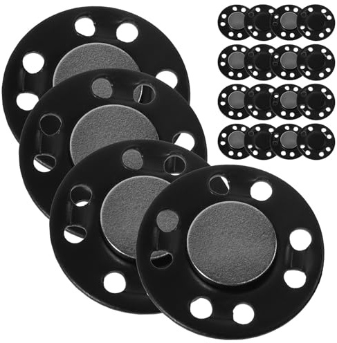 SHERCHPRY Botones Magnéticos Negros para Abrigo, Broches de Hierro Redondos de 12,5 Mm, Set de 10 Piezas para Costura, Cierre Práctico para Ropa y Manualidades