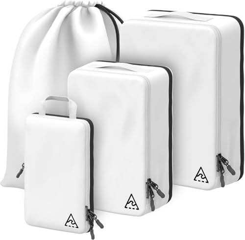 4-Piece Deluxe Compression Packing Cubes Travel - Maximize Space In Luggage With Double Capacity Design, Cubos de embalaje de compresión de lujo para viajes, grandes, pequeños y medianos