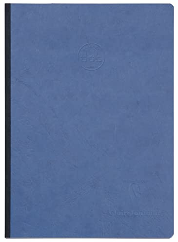 Clairefontaine 795434C Notizbuch, genäht, Rückseite aus Leinen, Blau – A5, 14,8 x 21 cm, 192 Seiten, DOT, helles Papier, 90 g, glänzend, Ledermaserung – Kollektion Age Bag
