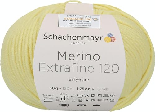Schachenmayr Merino Extrafine 120, 9807552-01175, Farbe: Lemon, 50g, Handstrickgarne