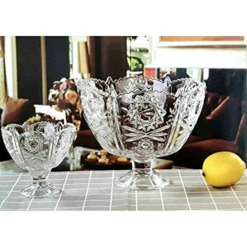 Delisoga Vintage 7 Piece Glass Bowls Set Trifle Footed Dessert Fruit Bowls Sundae Ice Cream | Crystal Look Dishes Decorative Trifles Cocktail Glass Appetis | Dishwasher Safe