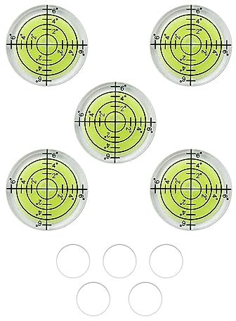 5 PCS Ø 32 mm de Diamètre Niveaux à Bulle Rond, Petit Niveau à Bulle Avec 5 Ruban Adhésif Double Face, Mesure Rond à Bulle, pour le Camping, les Appareils Photo, les Images Stationnaires
