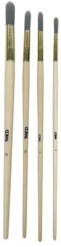 Coral 33301 Precision 4 piece pack set Round Fitch Paint Brushes with Platinum Easy Clean Filaments