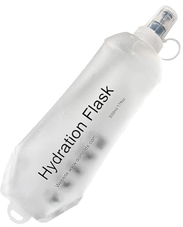 AXEN 500ML Soft Flask, TPU Foldable Running Hydration Flask, Soft Collapsible Water Bottle for Hydration Pack Cycling Marathon Running Hiking, White