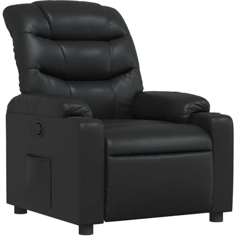 vidaXL Sillón Reclinable, Silla con Respaldo Reposabrazos, Sillón de Relax Descanso TV, Asiento Ajustable para Casa, Cuero Sintético Negro