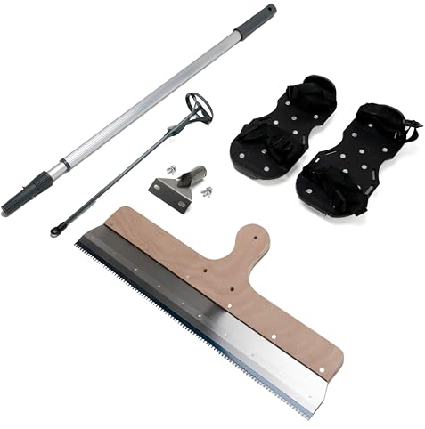 Epoxidharz Bodenbeschichtung Werkzeug Set 4tlg, Ausgleichsmasse Verarbeitungswerkzeug Kit | Stehrakel mit Teleskopstiel | Rührquirl | Nagelschuhe