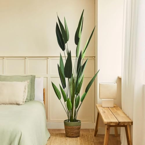 BLAINE | Heliconia 125cm | Dekorativa konstväxter | Stor konstväxt | Konstväxter för inom- och utomhusbruk | Realistisk dekorativ konstväxt för hemmet