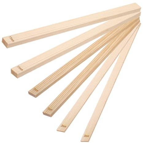 QUARKZMAN 6Pcs Baguettes en Bois pour Poterie, Guides De Roulage De, 13 x 0.8, Rouleau en Argile, Bandes De 3 7 11mm D'Epaisseur, Outils Ceramiques, Guides