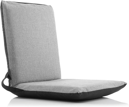 InnovaGoods® Silla de Suelo reclinable Sitinel, cómoda y Funcional, con Respaldo reclinable y cojín Acolchado, Color Negro y Gris, Material plástico y 60% algodón, Ideal para Relajarse y Descansar