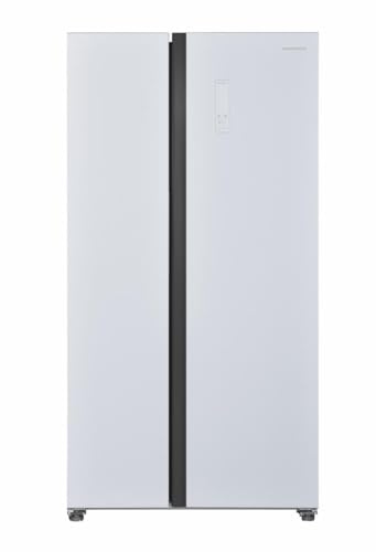 HEINNER HSBS-H442NFGWHE++ Side-by-Side Kühlschrank – 442 L Gesamtkapazität, Energieklasse E, Full No-Frost, Inverter-Kompressor, LED-Touch-Display, Inox-Look, 5‑Jahres-Garantie