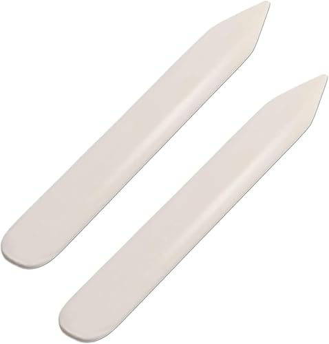 WUTA Bone Folder Tool for Leather & Bookbinding，2 Pcs Ox Bone Burnishers, Paper Scorer and Creaser for DIY Crafting Projects(A）