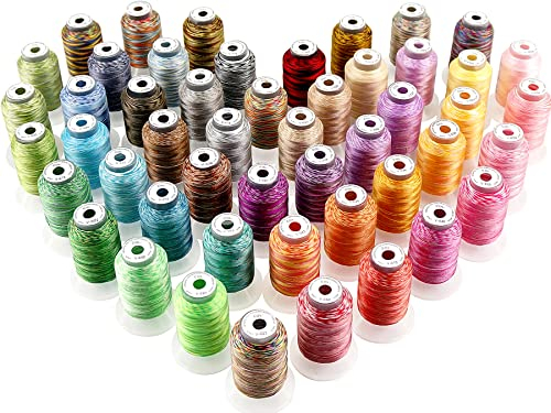New brothread 50 Multi Farben Polyester Maschinen Stickgarn 500M (550Y) für Brother/Janome/Singer/Babylock/Kenmore/Bernina/Husqvaran Stickereimaschine