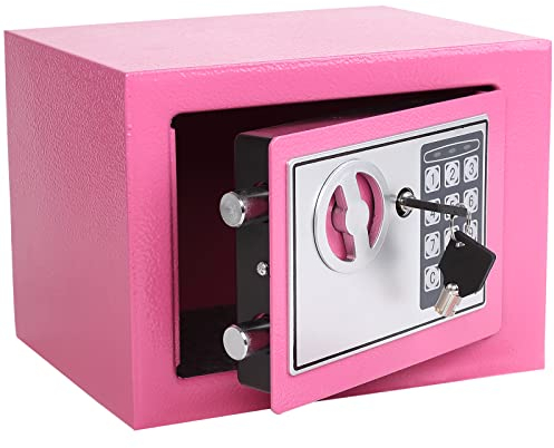 Yuanshikj Electronic Deluxe Digital Security Safe Box Keypad Lock Home Office Hotel Business Jewelry Gun Cash Use Storage (Pink, 17E)