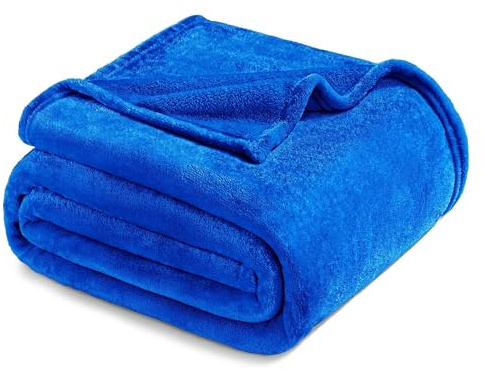 Exclusivo Mezcla Soft Fleece King Size Blanket for Bed, Cobalt Blue | 230x265 CM, Double-Sided Brushed Flannel Bed Blanket, Lightweight Plush Cozy Bed Throw for Bedroom, Machine Washable