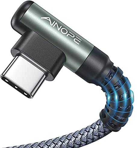 AINOPE USB C Charger Cable, [2-Pack 2M] USB to USB C Cable 3.1A Type C Charger Cable Fast Charging, Right Angle Nylon Braided for Samsung S21 S10 S9, Note 10, Huawe, Sony Xperia, Xiaomi LG