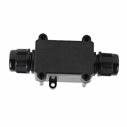 IP68 Junction Box, Waterproof Outdoor 2-Way Underground Cable Line Black Plastic Protection Connector Joint for Communication,110 x 48 x 35mm
