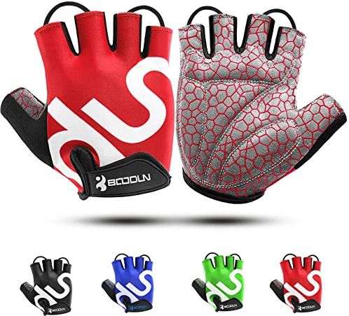 KONVINIT Fahrradhandschuhe Herren Damen,MTB Handschuhe Fingerlos,Radhandschuhe für Rennrad und Mountainbike Atmungsaktiv Rutschfestes,Fahrrad Handschuhe Freizeit für Männer und Damen,Red M