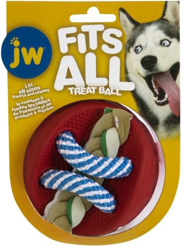 JW - Fits All Treat Ball - Spielball zum Verteilen von Leckerlis - Weichgummi, der das Zahnfleisch massiert - Fördert die Mundhygiene - Einheitsgröße - Durchmesser 11.5 cm