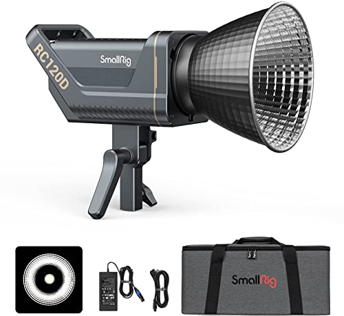 SMALLRIG 120W Éclairage Continue du Jour, 62600Lux Lumière Vidéo avec 9 Effets d'Éclairage, CRI 95+ Bowens Mount Light avec 2 Méthodes d'alimentation SmallGoGo App Control, RC 120D - 3612