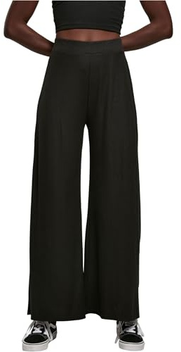 Urban Classics Ladies Rib Jersey Wide Leg Trousers Mujer Pantalones de Tela Negro XL