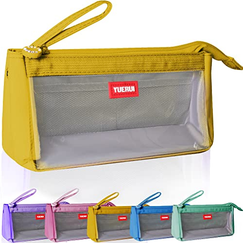hzzycer Large Pencil Case Big Capacity Pencil Bag Portable Pencil Case for Girls and Boys Pencil Pouch Suitable for Middle High School College Students (Yellow) (HZ3)
