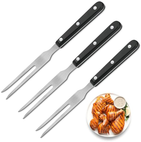 Hwtcjx 3 piezas Tenedor para Trinchar con Mango, Tenedores de Trinchar, Tenedores de Traste, Tenedor de Acero Inoxidable, Tenedor de Parrilla Barbacoa de 10.43 Pulgadas para Pavo Asado Fiesta